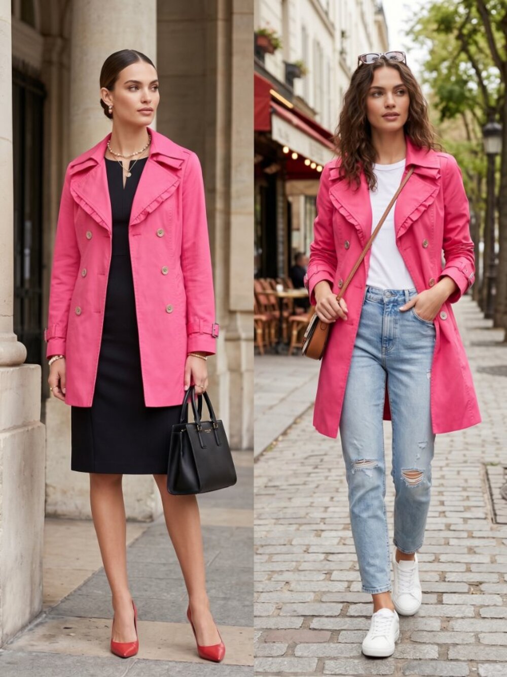 Cute & Unique Express Pink Trench Coat (Missing Belt) | Small